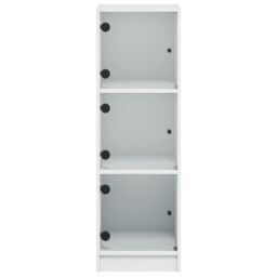 Berkfield Home Highboard with Glass Doors White 35x37x109 cm - Size: 35 x 37 x 109 cm - thumbnail 6