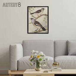 "Artery8 Two Birds on Tree Branches Framed Canvas Wall Art Print van Hoytema - Size: W12"" x H16""" - thumbnail 3