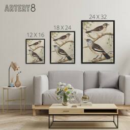 "Artery8 Two Birds on Tree Branches Framed Canvas Wall Art Print van Hoytema - Size: W12"" x H16""" - thumbnail 4