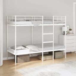 Berkfield Home Bunk Bed without Mattress White 75x190 cm Small Single Steel - thumbnail 1