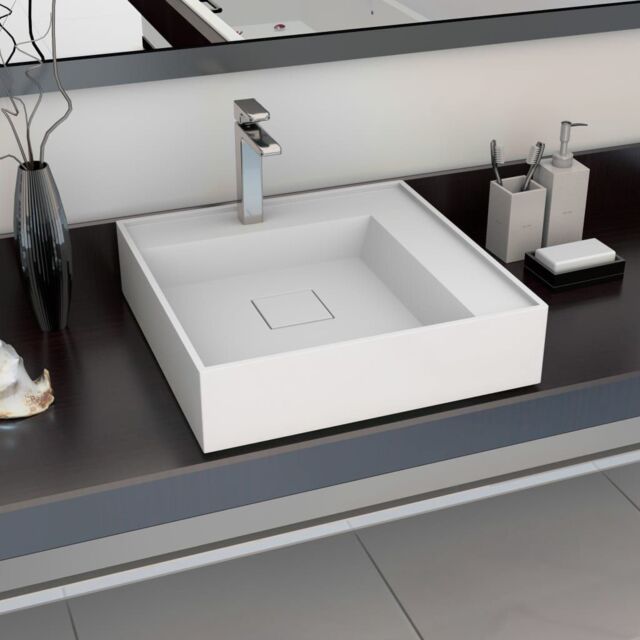 Berkfield Home Wash Basin 50x50x12.3 cm Mineral Cast/Marble Cast White - image 1