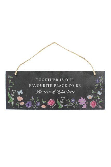 Personalised Memento Company Women's Personalised Wild Flowers Slate Garden Sign in Black - image 1