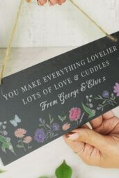 Personalised Memento Company Women's Personalised Wild Flowers Slate Garden Sign in Black - thumbnail 3
