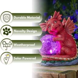 Marco Paul Solar LED Dragon Ornament with Crackle Ball in Red - Size: 70 cm - thumbnail 6
