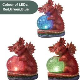 Marco Paul Solar LED Dragon Ornament with Crackle Ball in Red - Size: 70 cm - thumbnail 9