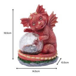 Marco Paul Solar LED Dragon Ornament with Crackle Ball in Red - Size: 70 cm - thumbnail 2