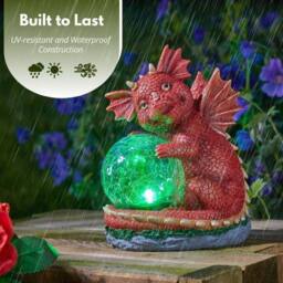 Marco Paul Solar LED Dragon Ornament with Crackle Ball in Red - Size: 70 cm - thumbnail 7