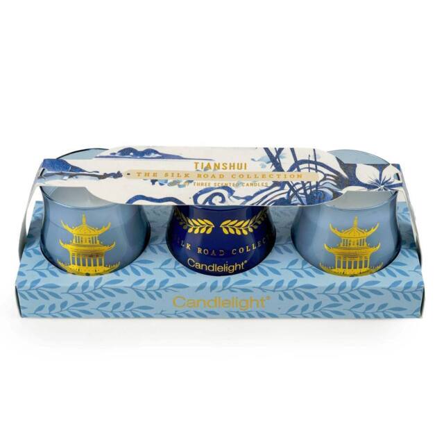 Candlelight The Silk Road Collection Tianshui Set of 3 Candles in Blue - image 1