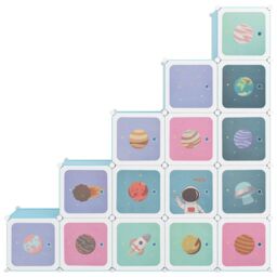 Berkfield Home Cube Storage Cabinet for Kids with 15 Cubes Blue PP - thumbnail 3