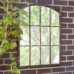 Primrose Metal Arched Glass Garden Mirror 2ft 7in x 2ft in Silver