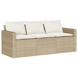 Berkfield Home 2 Piece Garden Dining Set with Cushions Beige Poly Rattan - thumbnail 4
