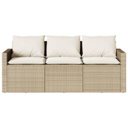 Berkfield Home 2 Piece Garden Dining Set with Cushions Beige Poly Rattan - thumbnail 6