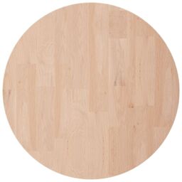 Berkfield Home Round Table Top √ò50x4 cm Untreated Solid Wood Oak in Brown - Size: 50x4 cm - thumbnail 2
