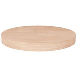 Berkfield Home Round Table Top √ò50x4 cm Untreated Solid Wood Oak in Brown - Size: 50x4 cm - thumbnail 1