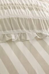 Catherine Lansfield 'Seersucker Frill Stripe' Duvet Cover Set in Natural - Size: Super King - thumbnail 4