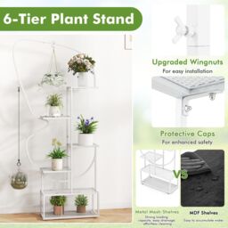 Gymax 6-Tier Metal Plant Stand Butterfly-Shaped Flowerpot Shelf Black in White - thumbnail 9