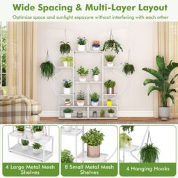Gymax 6-Tier Metal Plant Stand Butterfly-Shaped Flowerpot Shelf Black in White - thumbnail 6