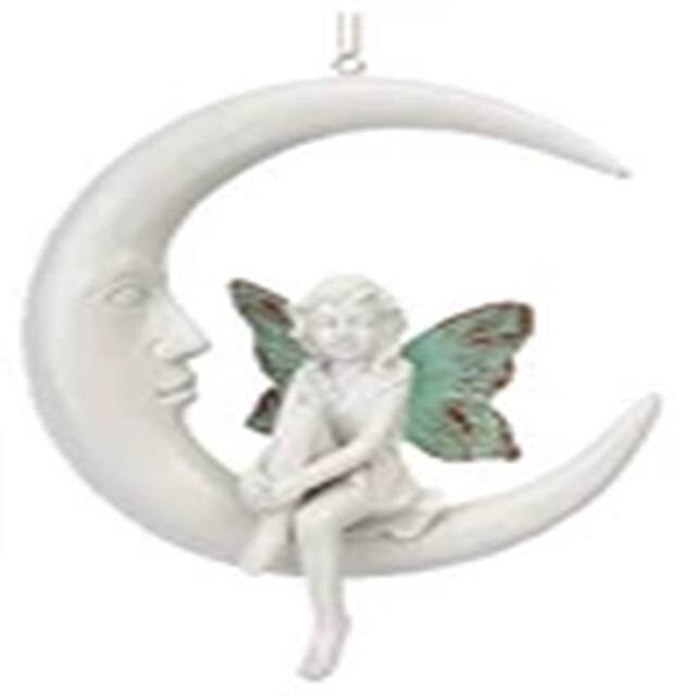 EONLION Secret Fairy On The Moon Hanging Statue 21cm Garden Ornament in White - image 1