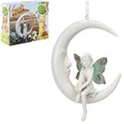EONLION Secret Fairy On The Moon Hanging Statue 21cm Garden Ornament in White - thumbnail 2