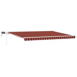 Berkfield Home Manual Retractable Awning with LED Orange & Brown 450x300 cm