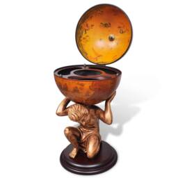 Berkfield Home Globe Bar Wine Stand Atlas Design 42x42x85 cm in Brown - Size: 42 x 42 x 85 cm - thumbnail 4