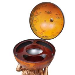 Berkfield Home Globe Bar Wine Stand Atlas Design 42x42x85 cm in Brown - Size: 42 x 42 x 85 cm - thumbnail 5