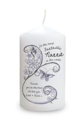 Personalised Memento Company Women's Personalised Flower Pattern Pillar Candle in Off-White - thumbnail 1