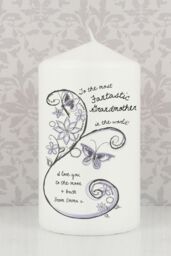 Personalised Memento Company Women's Personalised Flower Pattern Pillar Candle in Off-White - thumbnail 3
