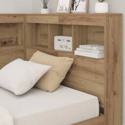 Berkfield Home Storage Headboard with Shelf Artisan oak 90 cm Engineered wood in Brown - thumbnail 4