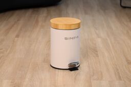 simpa 3L Soft-Closing Pedal Dustbin with Bamboo Lid in Cream - thumbnail 3