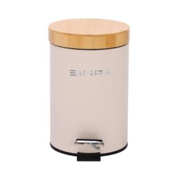 simpa 3L Soft-Closing Pedal Dustbin with Bamboo Lid in Cream - thumbnail 1