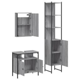 Berkfield Home 3 Piece Bathroom Furniture Set Grey Sonoma Engineered Wood - thumbnail 5