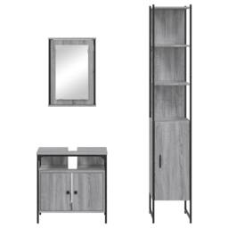 Berkfield Home 3 Piece Bathroom Furniture Set Grey Sonoma Engineered Wood - thumbnail 6