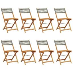 Berkfield Home Folding Garden Chairs 8 pcs Grey Poly Rattan & Solid Wood
