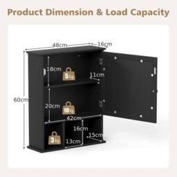 Gymax Wall-mounted Bathroom Cabinet Storage Organizer With Mirror Doors-Black in Black - thumbnail 2