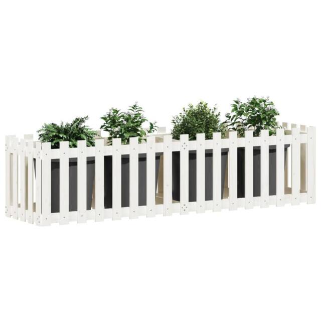 Berkfield Home Garden Raised Bed with Fence Design White 200x50x50 cm Solid Wood Pine - Size: 200 x 50 x 50 cm - image 1