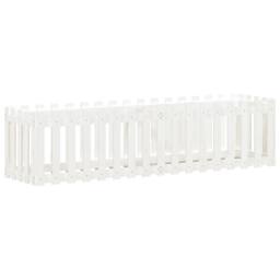 Berkfield Home Garden Raised Bed with Fence Design White 200x50x50 cm Solid Wood Pine - Size: 200 x 50 x 50 cm - thumbnail 4