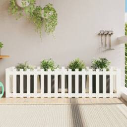 Berkfield Home Garden Raised Bed with Fence Design White 200x50x50 cm Solid Wood Pine - Size: 200 x 50 x 50 cm - thumbnail 2