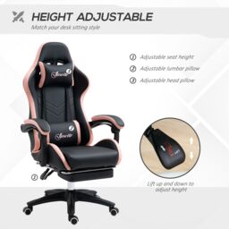 VINSETTO Racing Style Gaming Chair with Reclining Function Footrest, Black - thumbnail 4