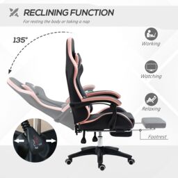 VINSETTO Racing Style Gaming Chair with Reclining Function Footrest, Black - thumbnail 6