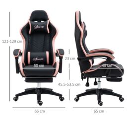 VINSETTO Racing Style Gaming Chair with Reclining Function Footrest, Black - thumbnail 3