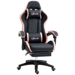 VINSETTO Racing Style Gaming Chair with Reclining Function Footrest, Black - thumbnail 2