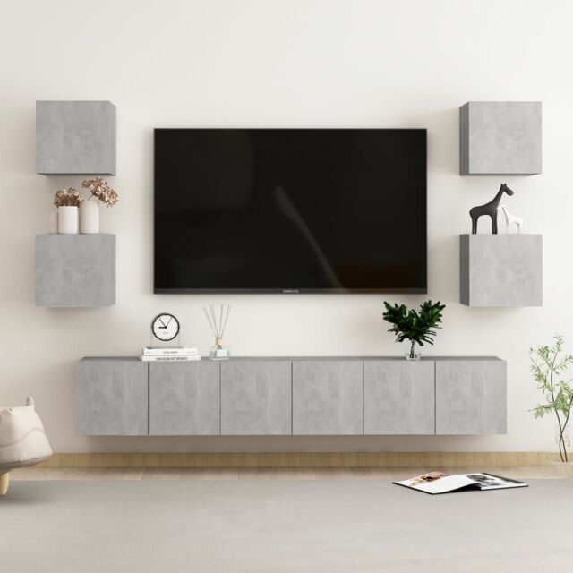 Berkfield Home 7 Piece TV Cabinet Set Concrete Grey Engineered Wood - image 1