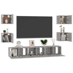 Berkfield Home 7 Piece TV Cabinet Set Concrete Grey Engineered Wood - thumbnail 3