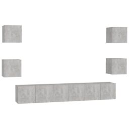 Berkfield Home 7 Piece TV Cabinet Set Concrete Grey Engineered Wood - thumbnail 2
