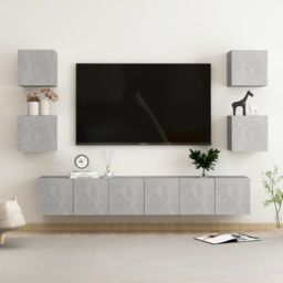 Berkfield Home 7 Piece TV Cabinet Set Concrete Grey Engineered Wood - thumbnail 1