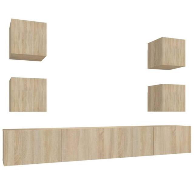 Berkfield Home 6 Piece TV Cabinet Set Sonoma Oak Engineered Wood in Light Oak - image 1