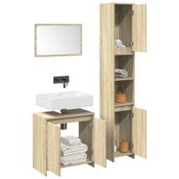 Berkfield Home Practical 3 Piece Bathroom Furniture Set Sonoma Oak Engineered Wood in Light Brown - thumbnail 2