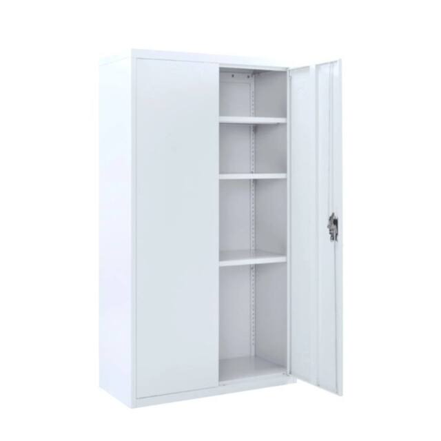 FLAVORA Lockable Metal Storage Cabinet 3 Shelf 2 Door Office in White - Size: 0.6m2 - image 1