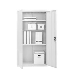 FLAVORA Lockable Metal Storage Cabinet 3 Shelf 2 Door Office in White - Size: 0.6m2 - thumbnail 6